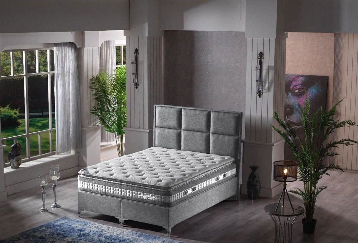 Box spring postelja Palermo 200 x 180 cm , Siva, 180x200