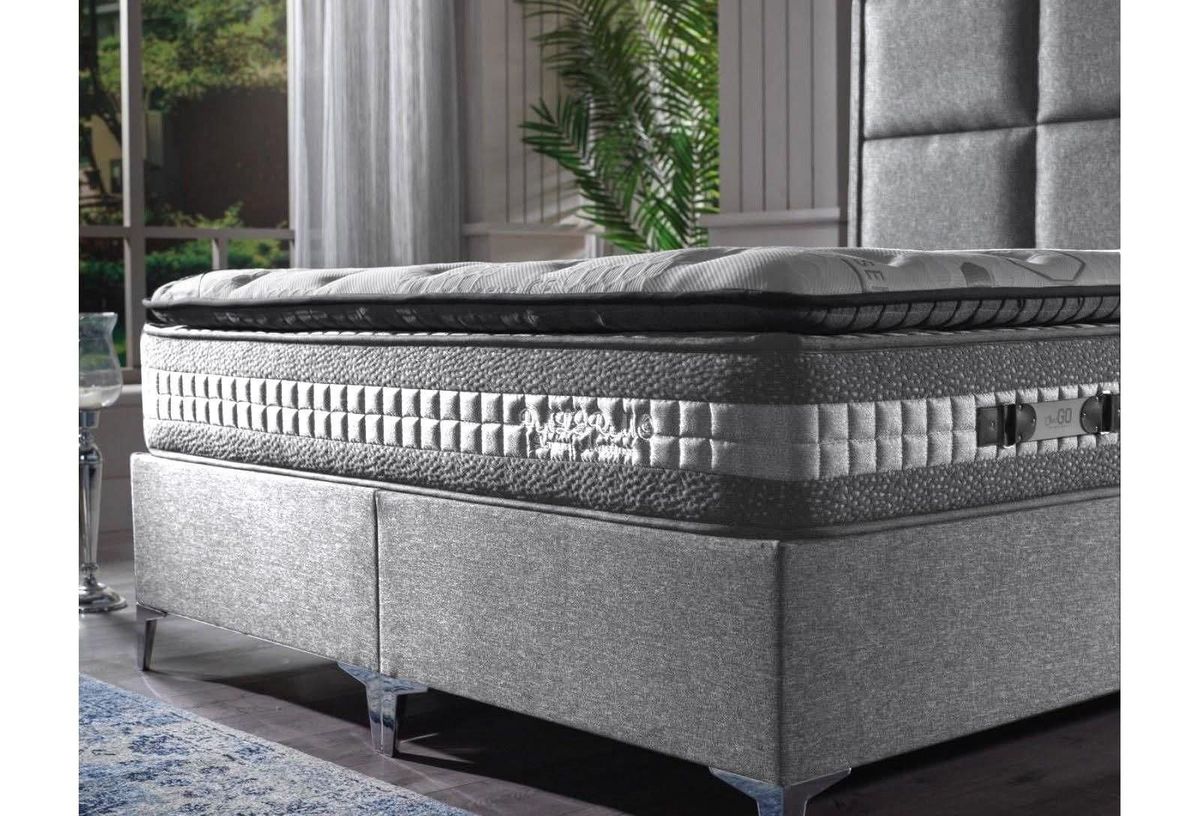 Box spring postelja Palermo 200 x 180 cm , Siva, 180x200