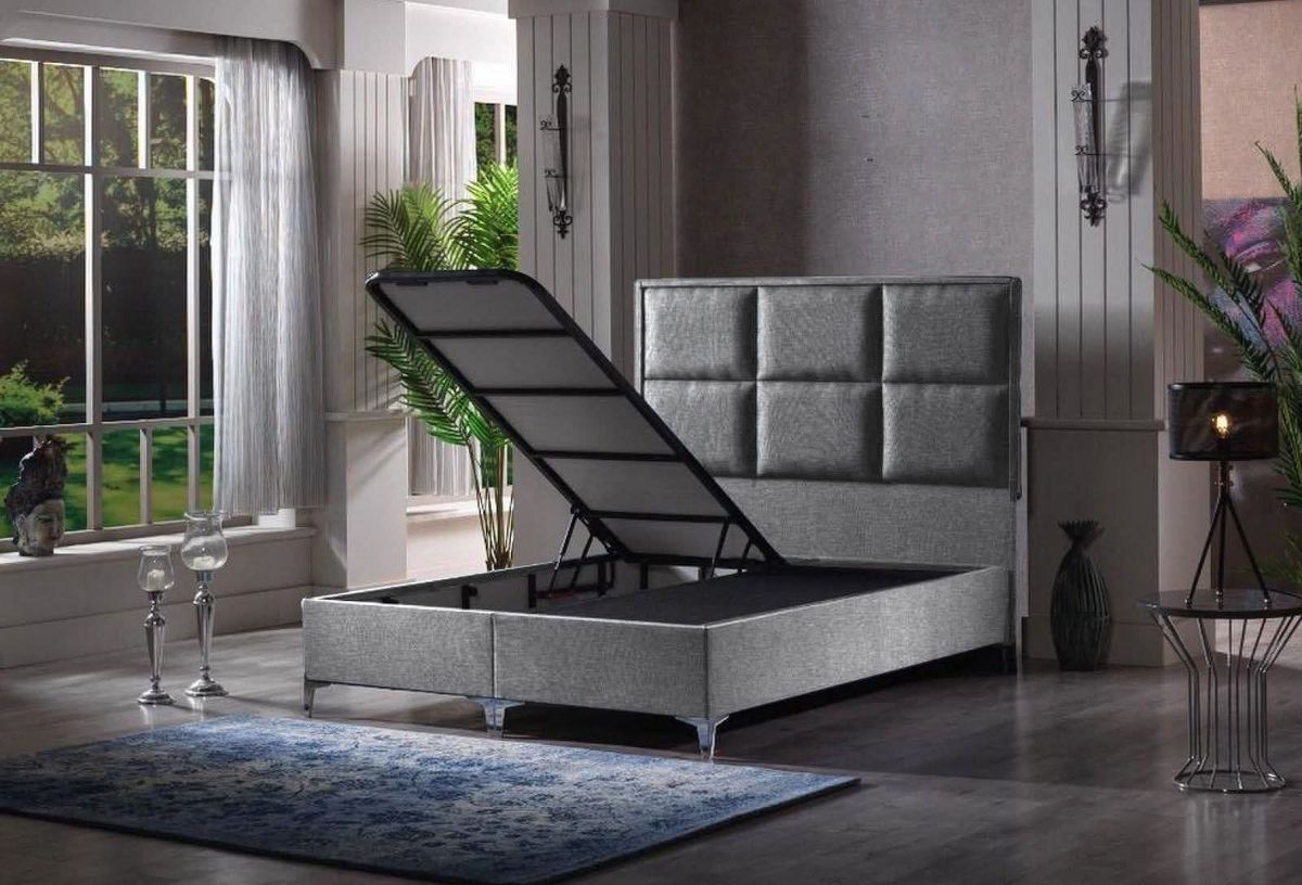 Box spring postelja Palermo 200 x 180 cm , Siva, 180x200