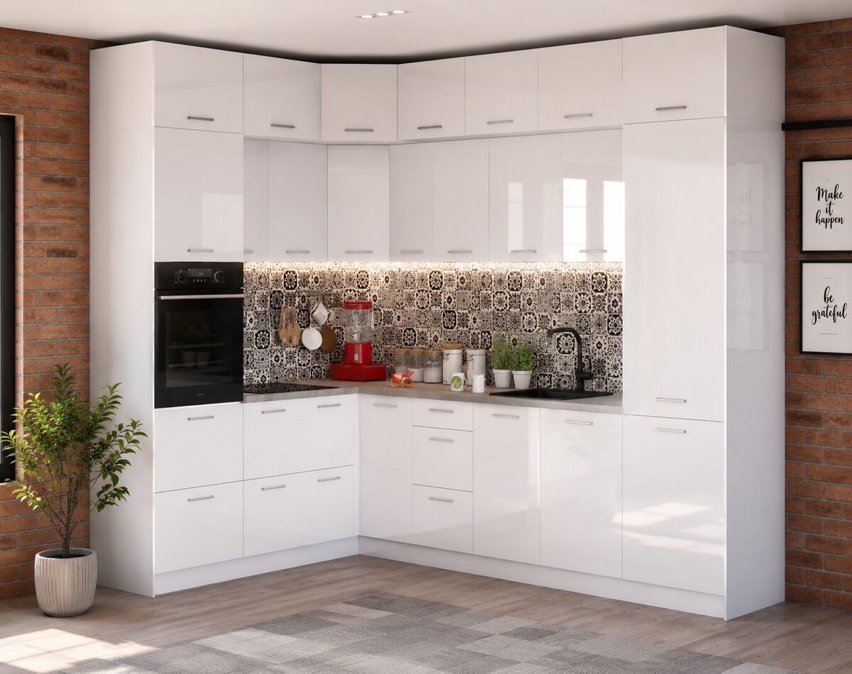 Kuhinja Bianka - mdf visoki sijaj z aparati Gorenje 5 let garancije, Bela