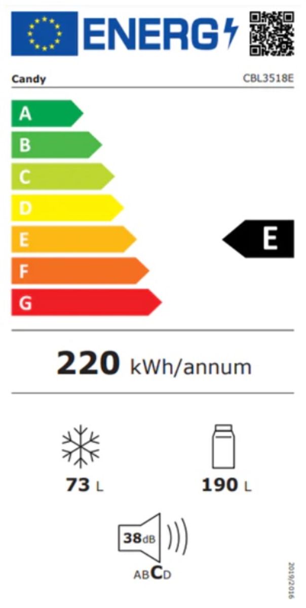 Vgradni hladilnik z zamrzovalnikom Candy CBL3518E