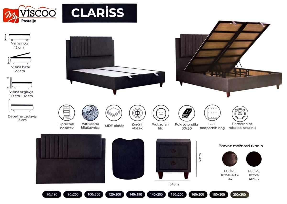 Boxspring postelja Clariss, 120x200