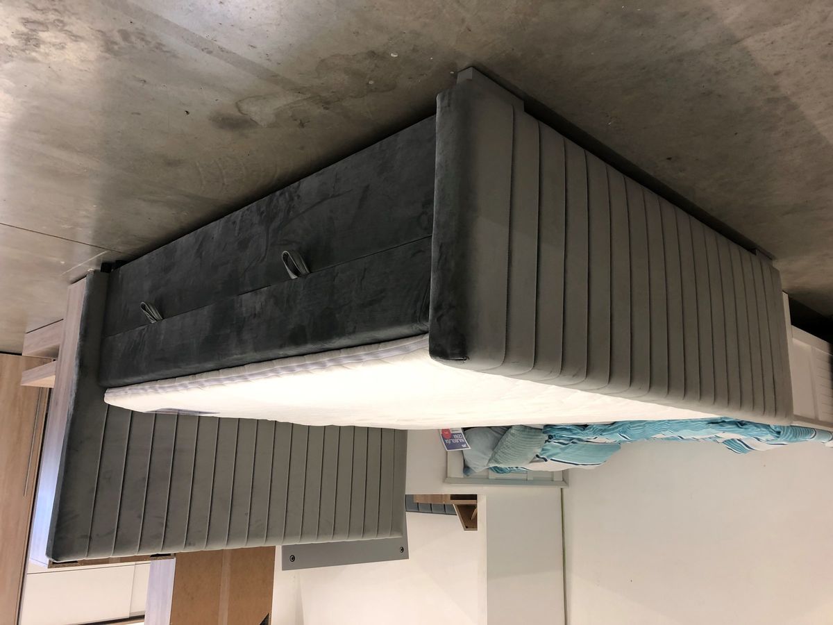 Boxspring postelja H3 - exponat, Siva, 180x200