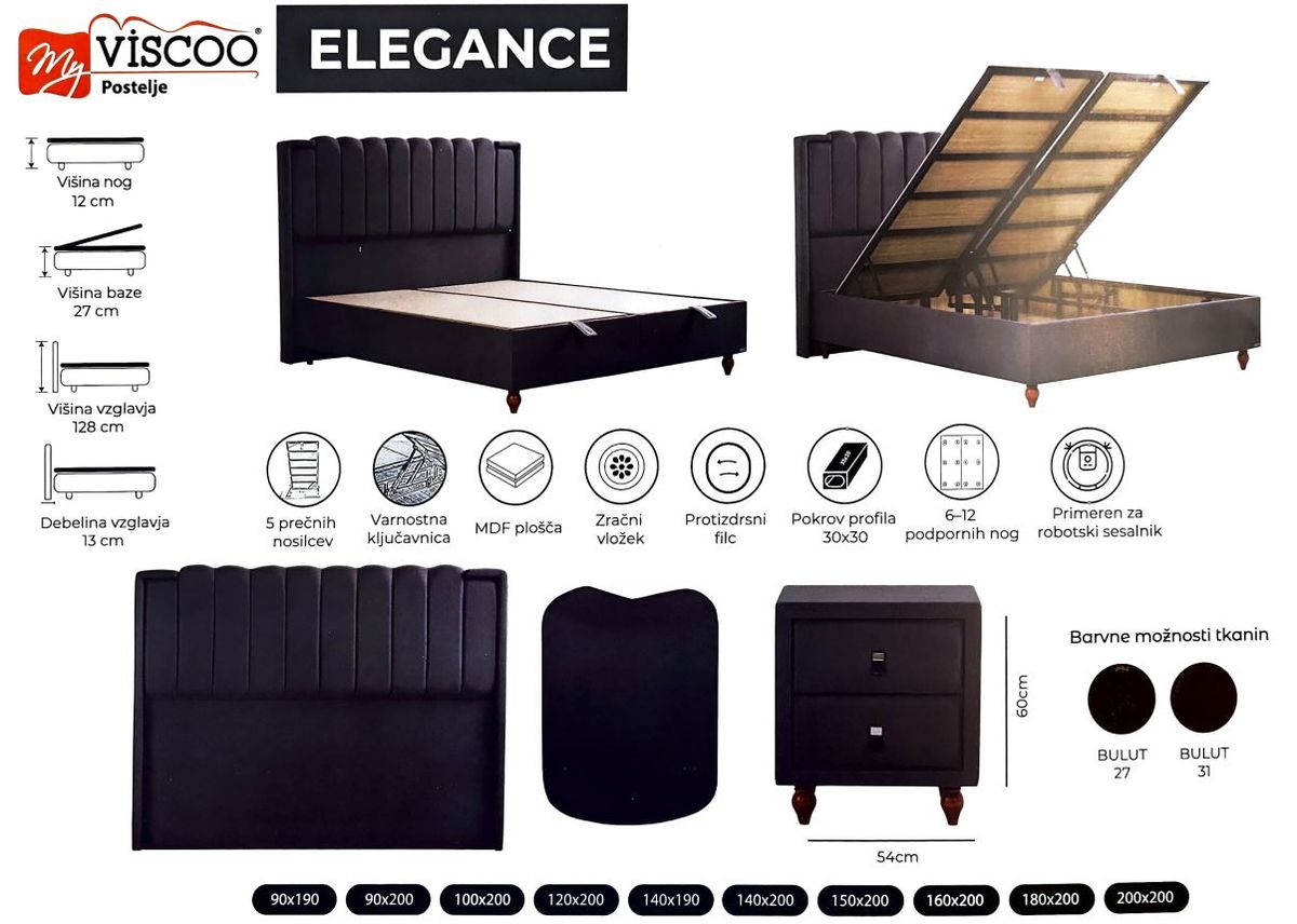 Boxspring postelja Elegance, 120x200