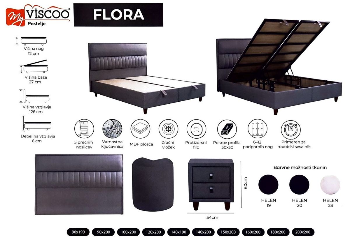 Boxspring postelja Flora, 120x200