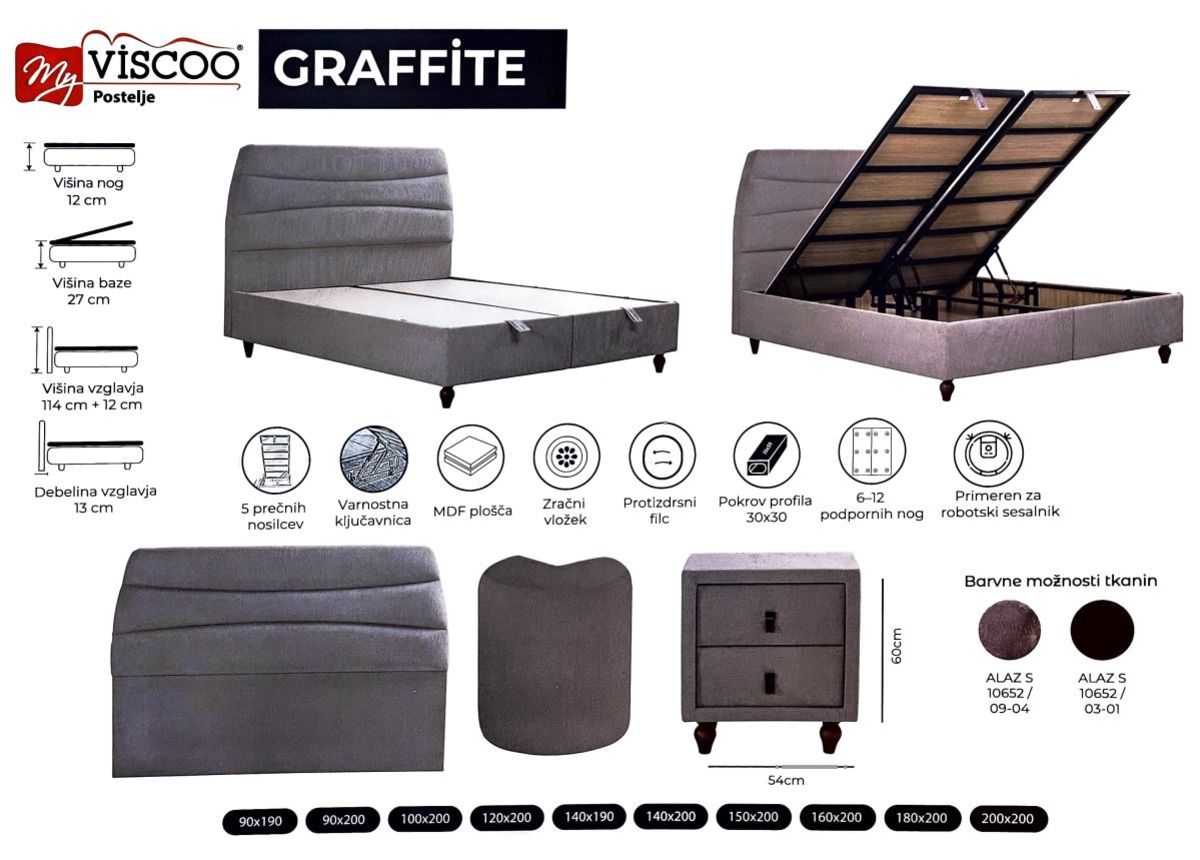 Boxspring postelja Graffite
