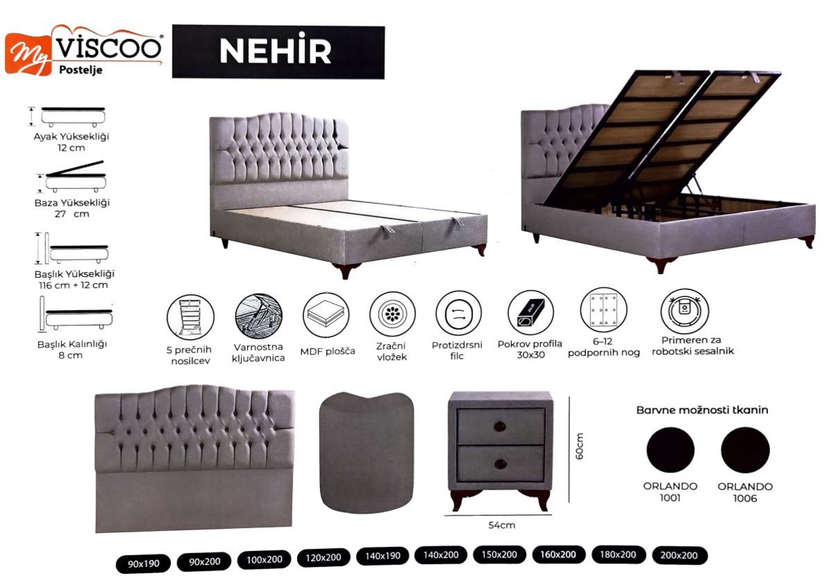 Boxspring postelja Nehir, 120x200